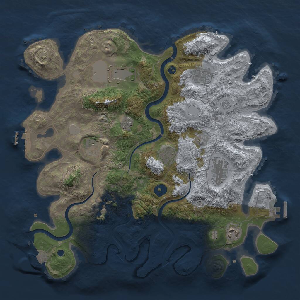 Rust Map: Procedural Map, Size: 3650, Seed: 65329815, 13 Monuments
