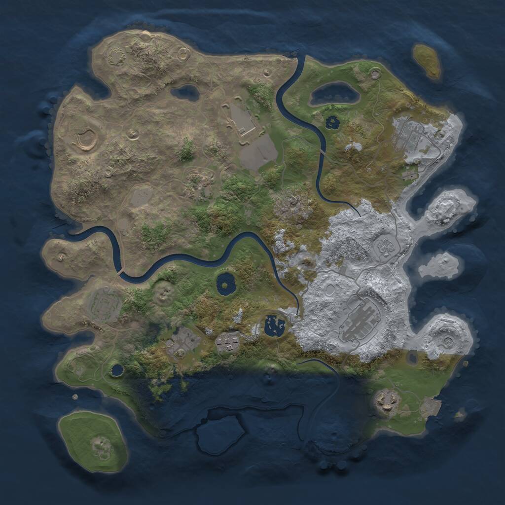 Rust Map: Procedural Map, Size: 3550, Seed: 25261930, 14 Monuments