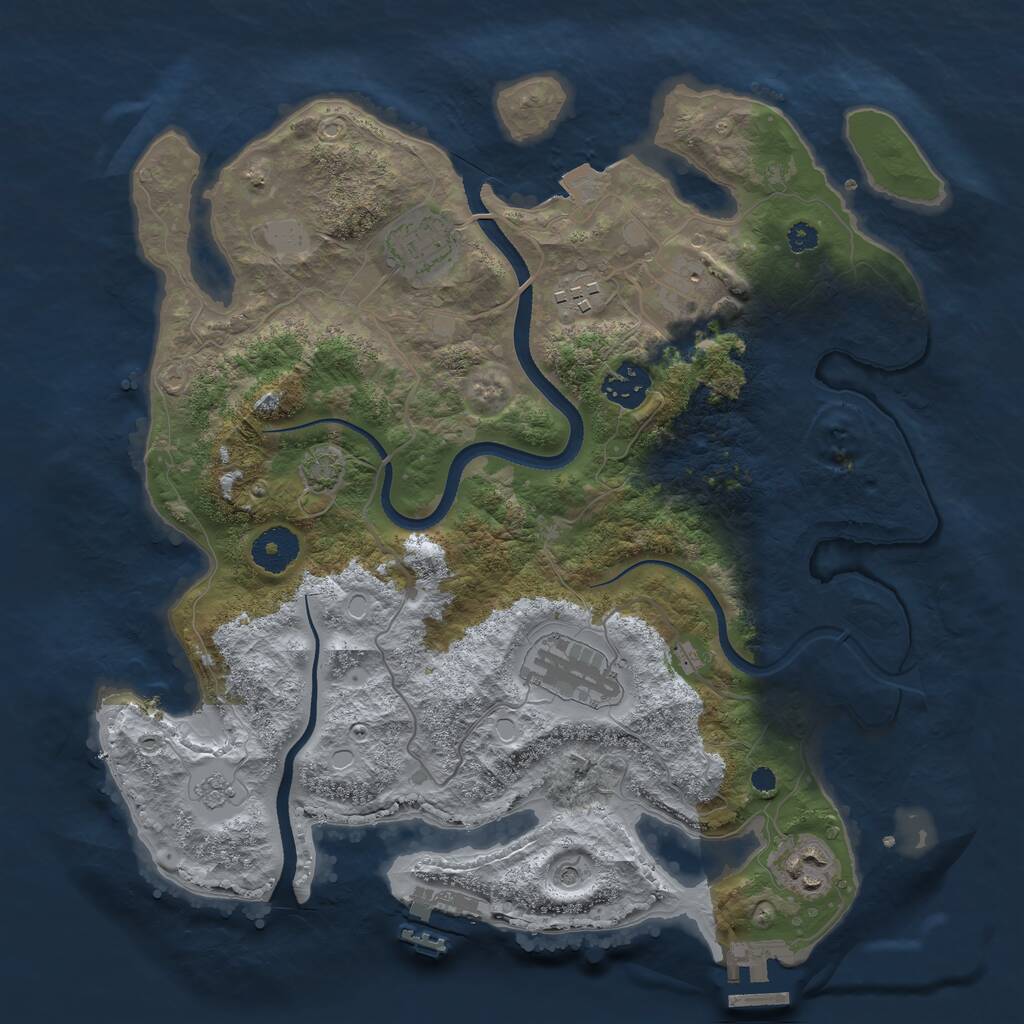 Rust Map: Procedural Map, Size: 3400, Seed: 77551287, 12 Monuments