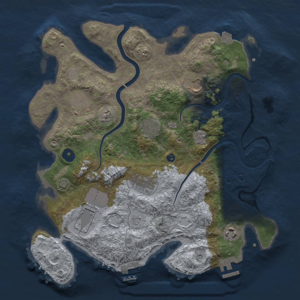 Rust Map: Procedural Map, Size: 3500, Seed: 78347163, 13 Monuments
