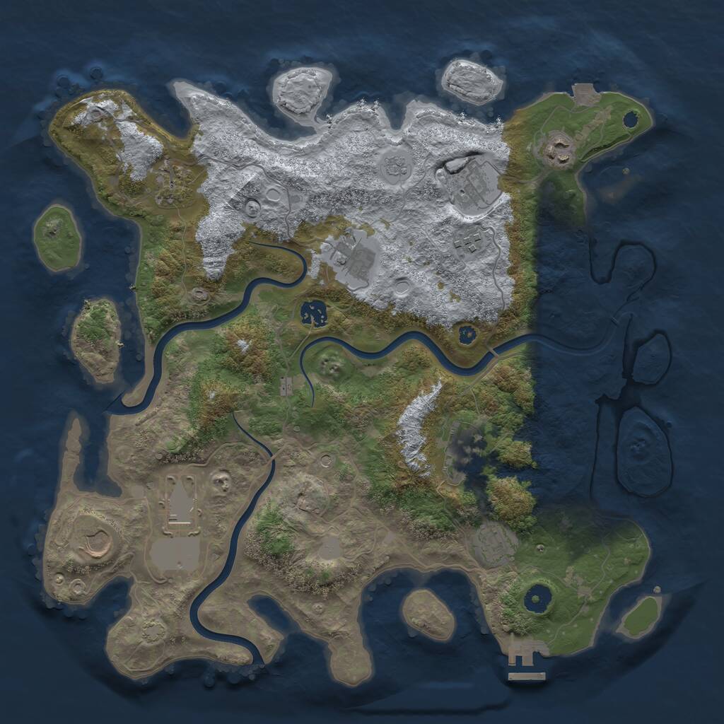 Rust Map: Procedural Map, Size: 3950, Seed: 58640832, 15 Monuments