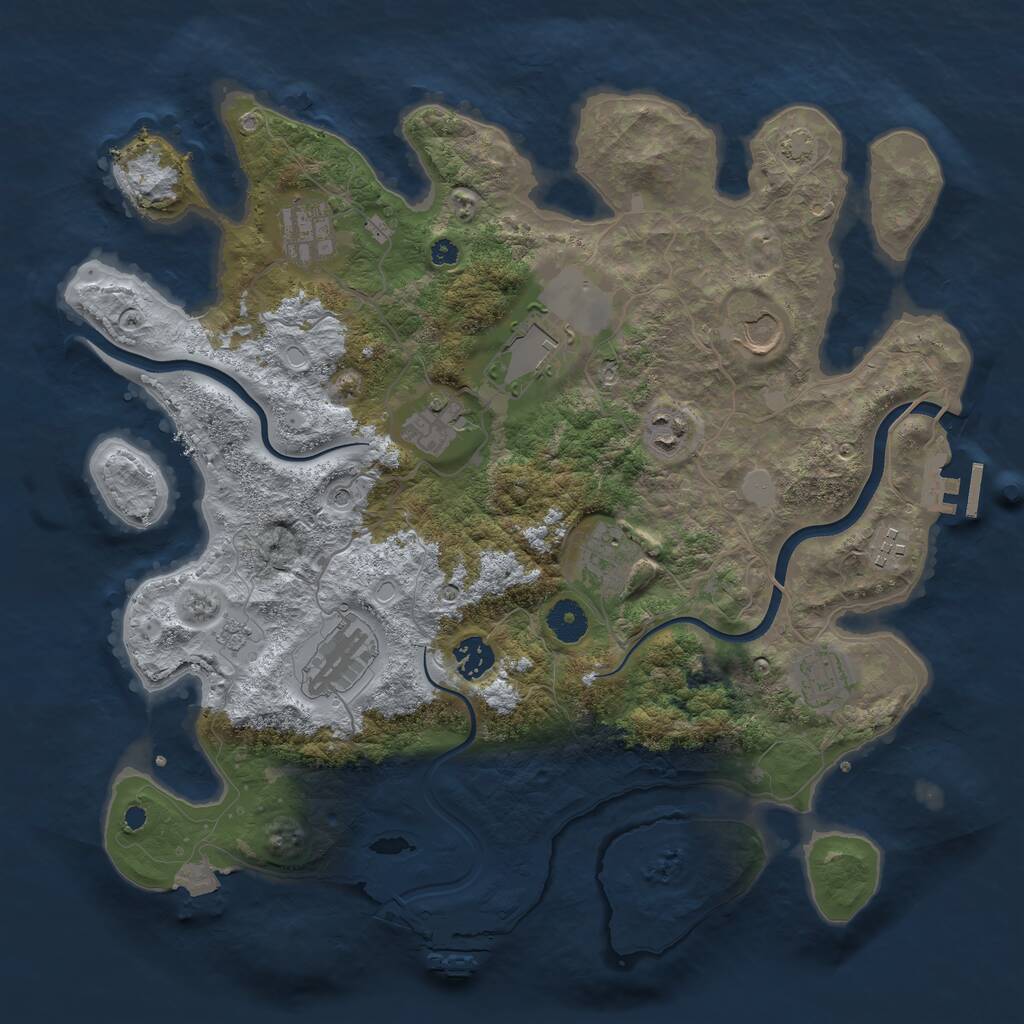 Rust Map: Procedural Map, Size: 3800, Seed: 1612, 16 Monuments