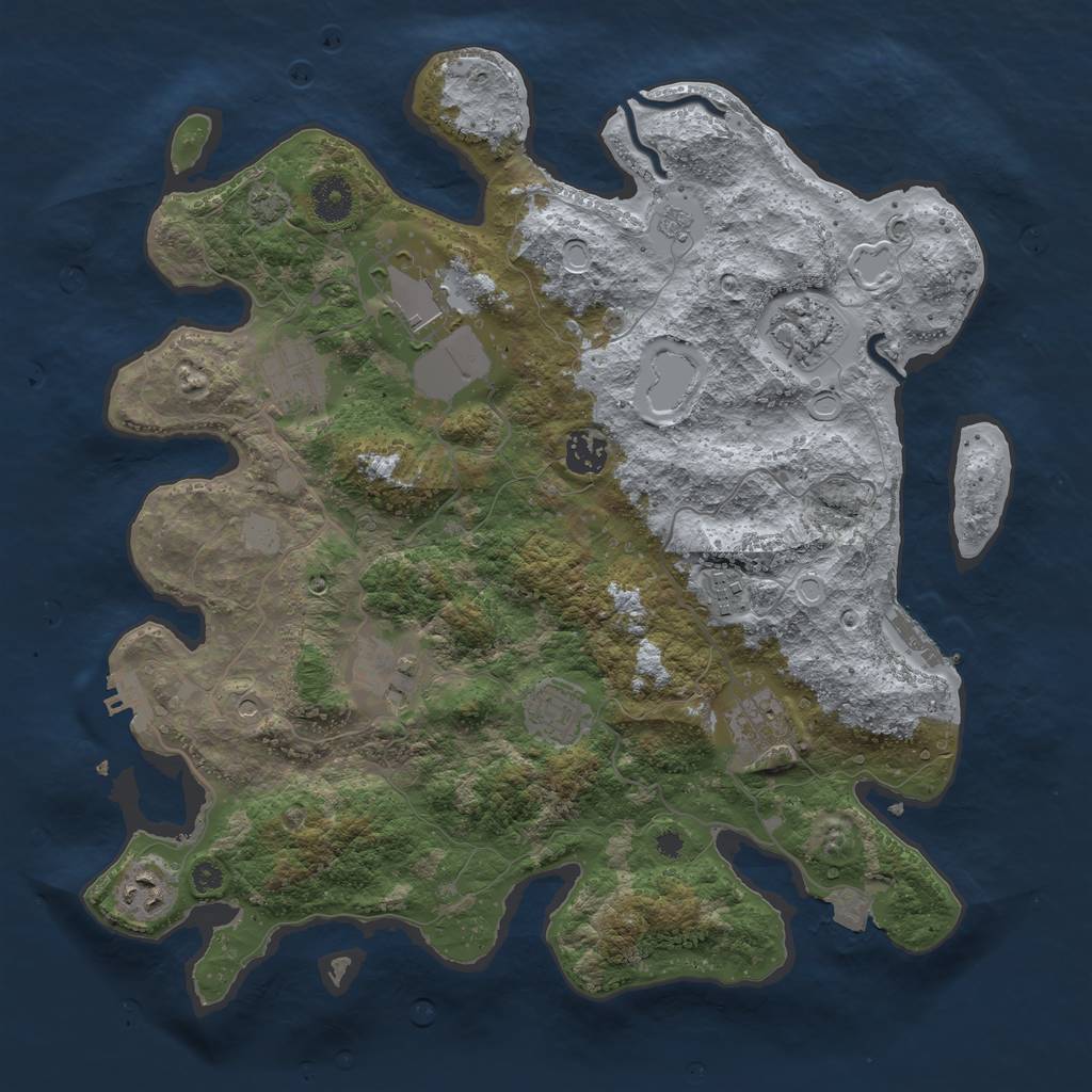 Rust Map: Procedural Map, Size: 3750, Seed: 32803914, 17 Monuments