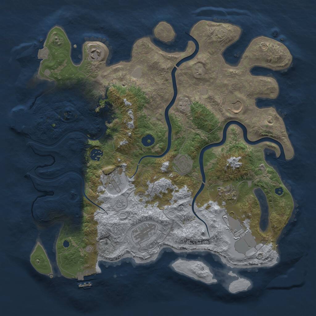 Rust Map: Procedural Map, Size: 3850, Seed: 77084967, 15 Monuments
