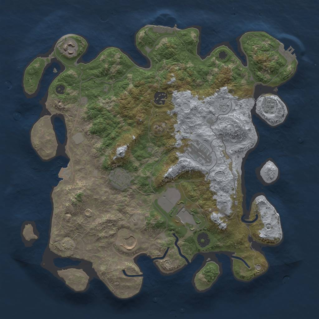 Rust Map: Procedural Map, Size: 3500, Seed: 81168822, 14 Monuments