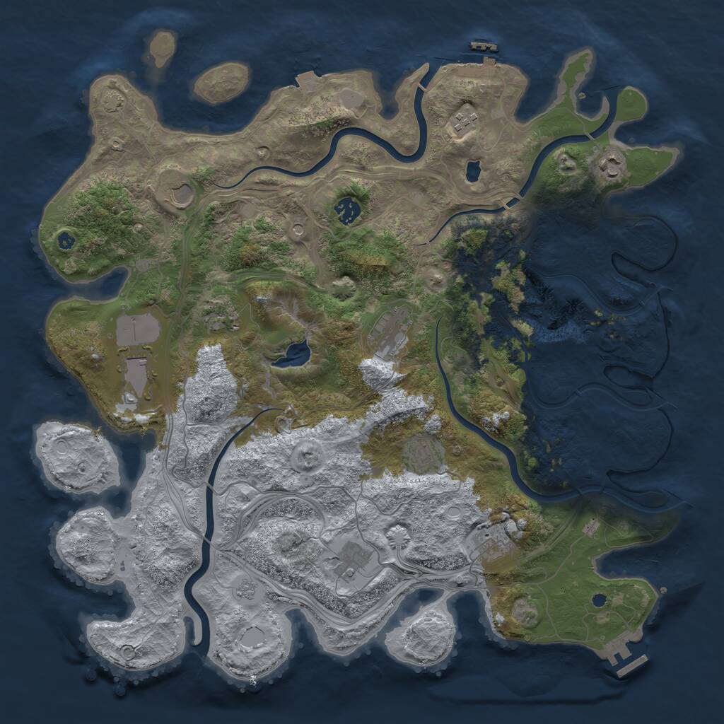 Rust Map: Procedural Map, Size: 4300, Seed: 45077021, 16 Monuments
