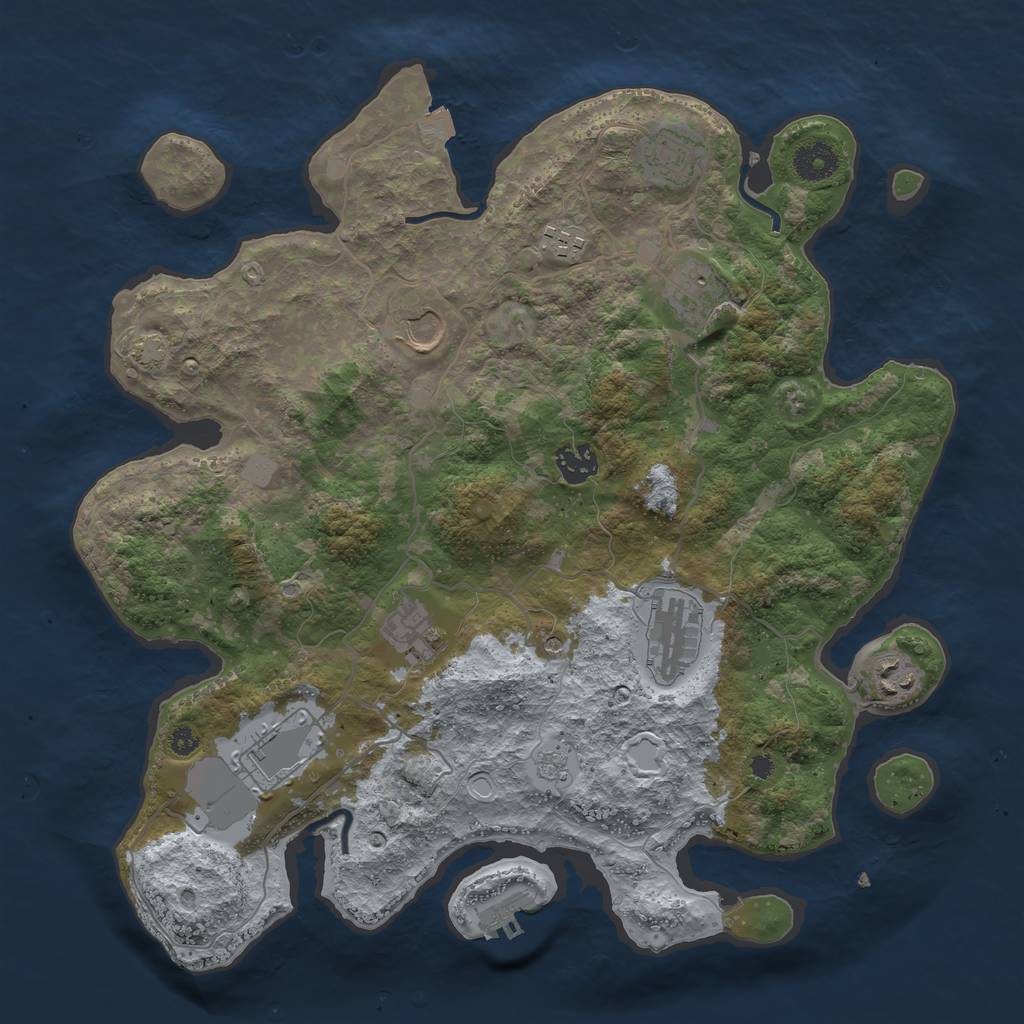 Rust Map: Procedural Map, Size: 3700, Seed: 26857814, 16 Monuments