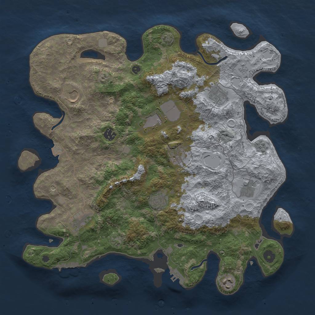 Rust Map: Procedural Map, Size: 3950, Seed: 34002966, 18 Monuments