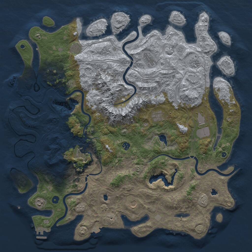 Rust Map: Procedural Map, Size: 5000, Seed: 61268, 16 Monuments