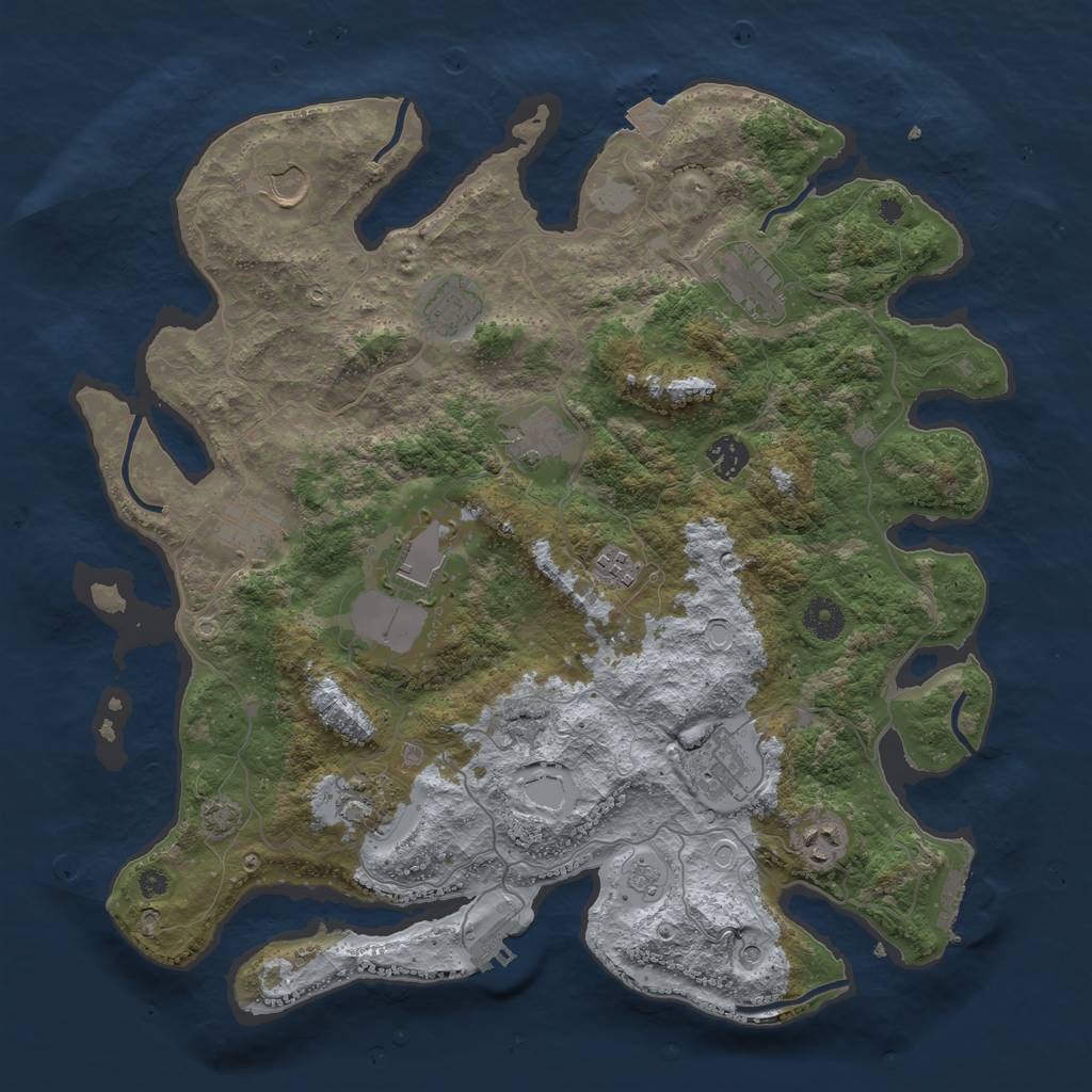 Rust Map: Procedural Map, Size: 3950, Seed: 1950435, 19 Monuments