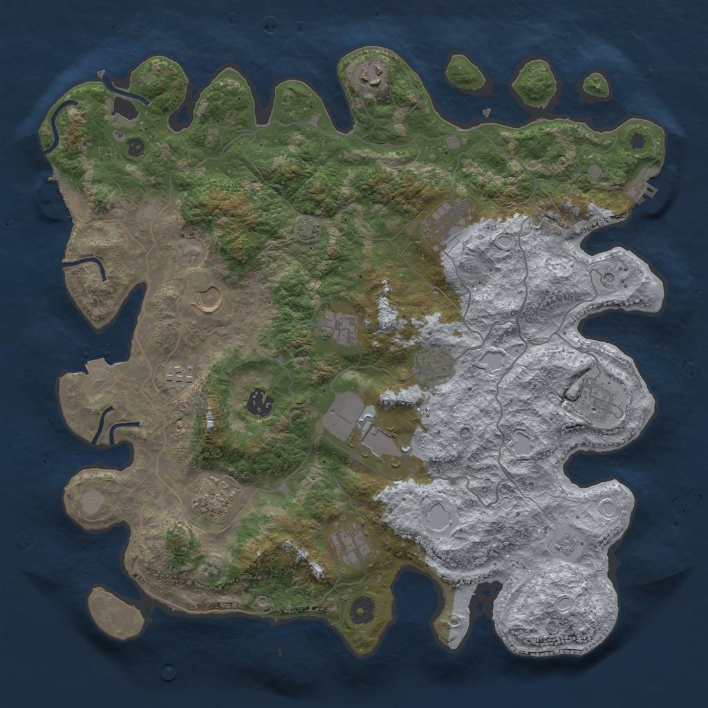 Rust Map: Procedural Map, Size: 4000, Seed: 9703296, 19 Monuments