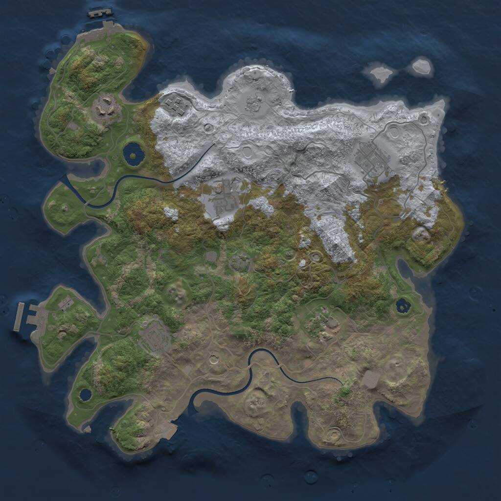 Rust Map: Procedural Map, Size: 3450, Seed: 71815703, 12 Monuments
