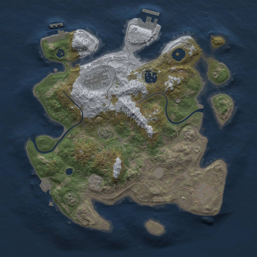 Rust Map: Procedural Map, Size: 3000, Seed: 130523300, 8 Monuments