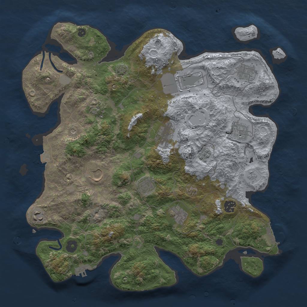 Rust Map: Procedural Map, Size: 3850, Seed: 9794843, 19 Monuments
