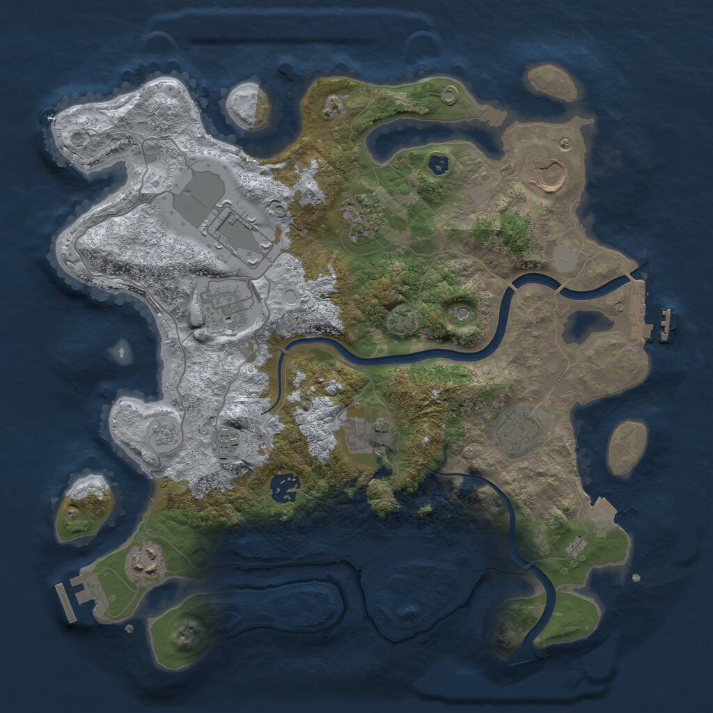 Rust Map: Procedural Map, Size: 3500, Seed: 70036204, 15 Monuments