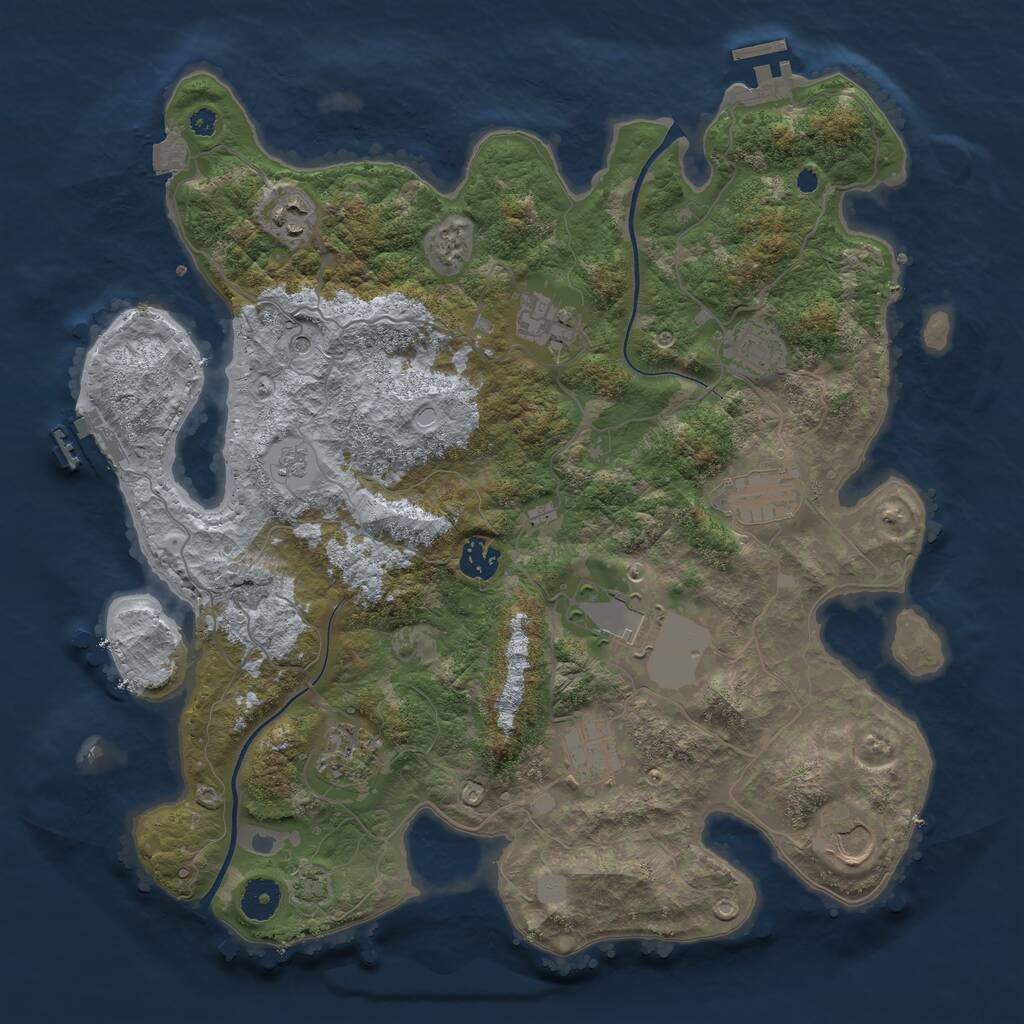 Rust Map: Procedural Map, Size: 3800, Seed: 519399, 15 Monuments