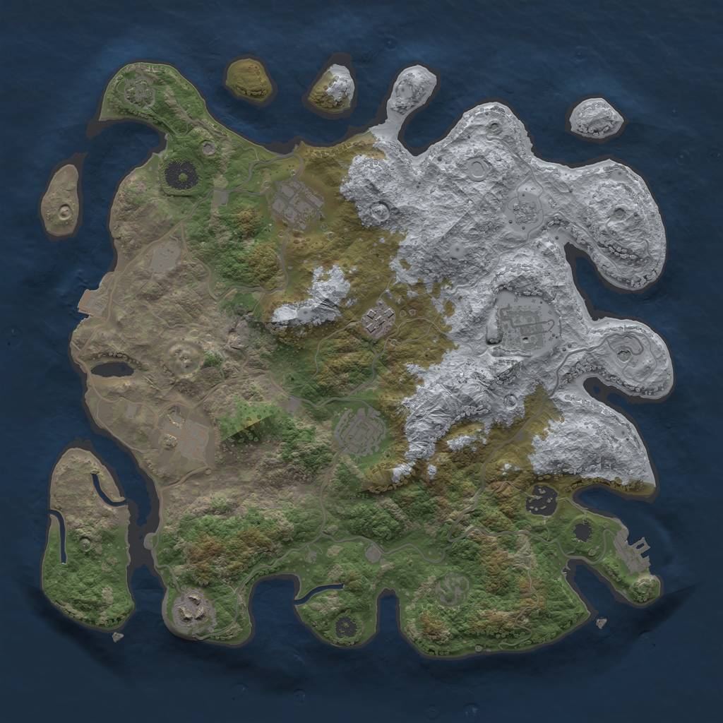 Rust Map: Procedural Map, Size: 3450, Seed: 27607131, 14 Monuments