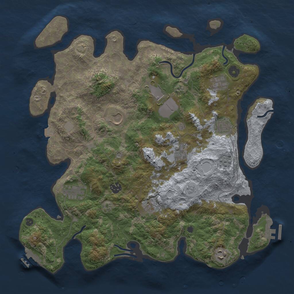 Rust Map: Procedural Map, Size: 3900, Seed: 28164298, 16 Monuments