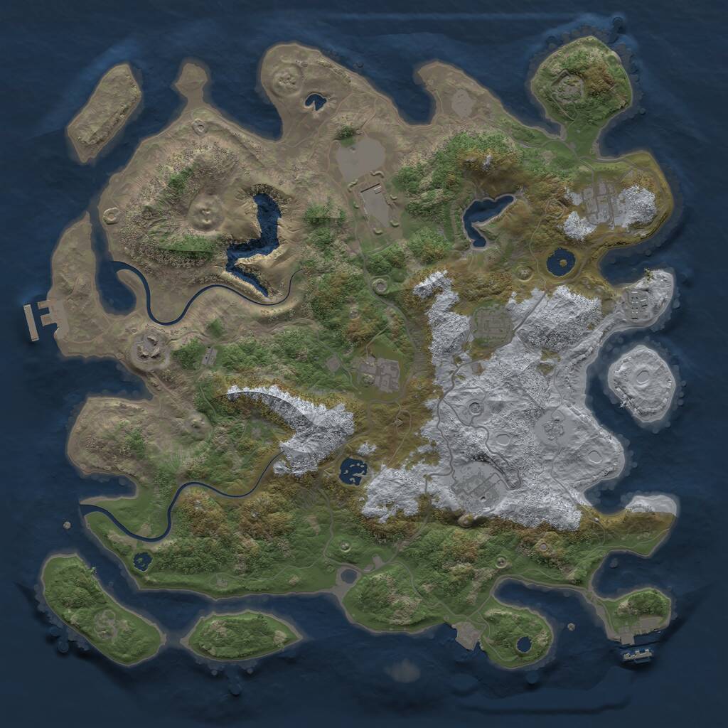 Rust Map: Procedural Map, Size: 4000, Seed: 823704046, 14 Monuments