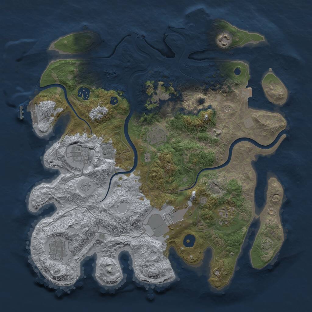 Rust Map: Procedural Map, Size: 3700, Seed: 971822455, 15 Monuments