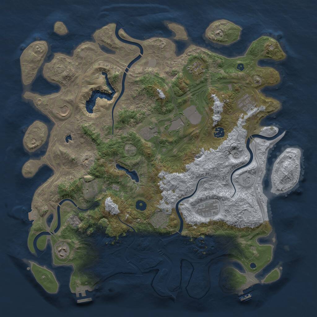 Rust Map: Procedural Map, Size: 4400, Seed: 58686034, 17 Monuments
