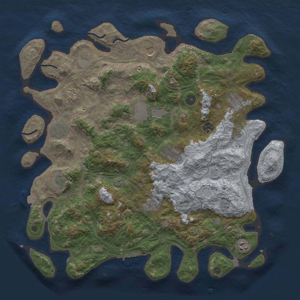 Rust Map: Procedural Map, Size: 4400, Seed: 58686034, 18 Monuments