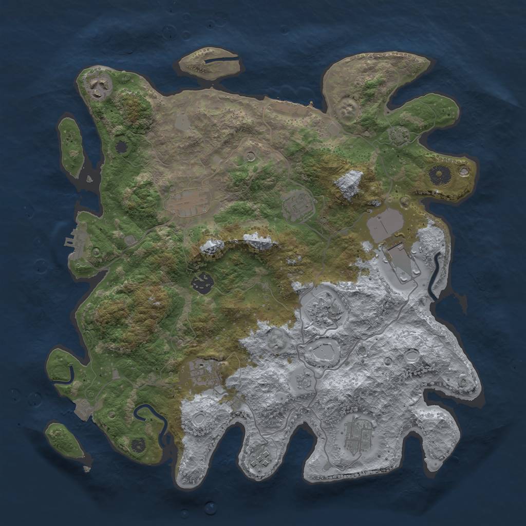 Rust Map: Procedural Map, Size: 3750, Seed: 83736417, 17 Monuments