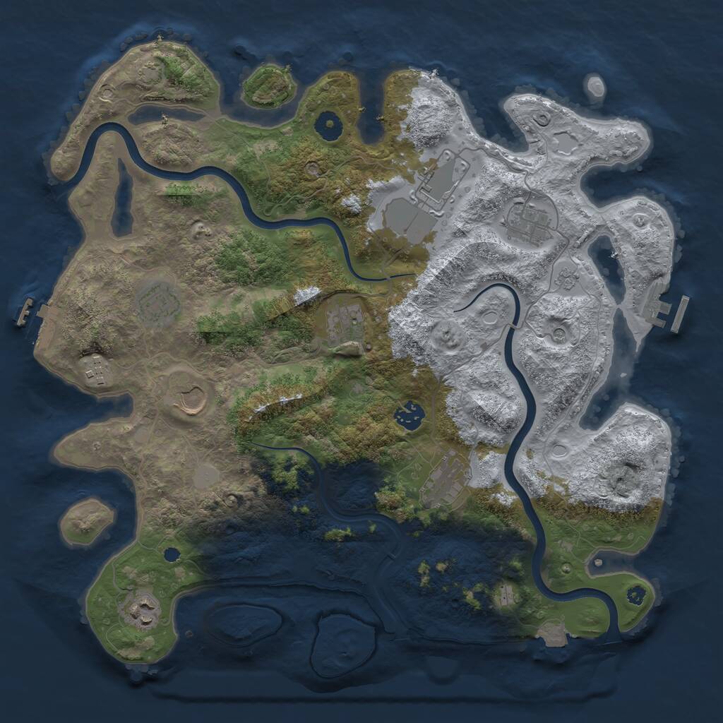 Rust Map: Procedural Map, Size: 3850, Seed: 13691089, 15 Monuments