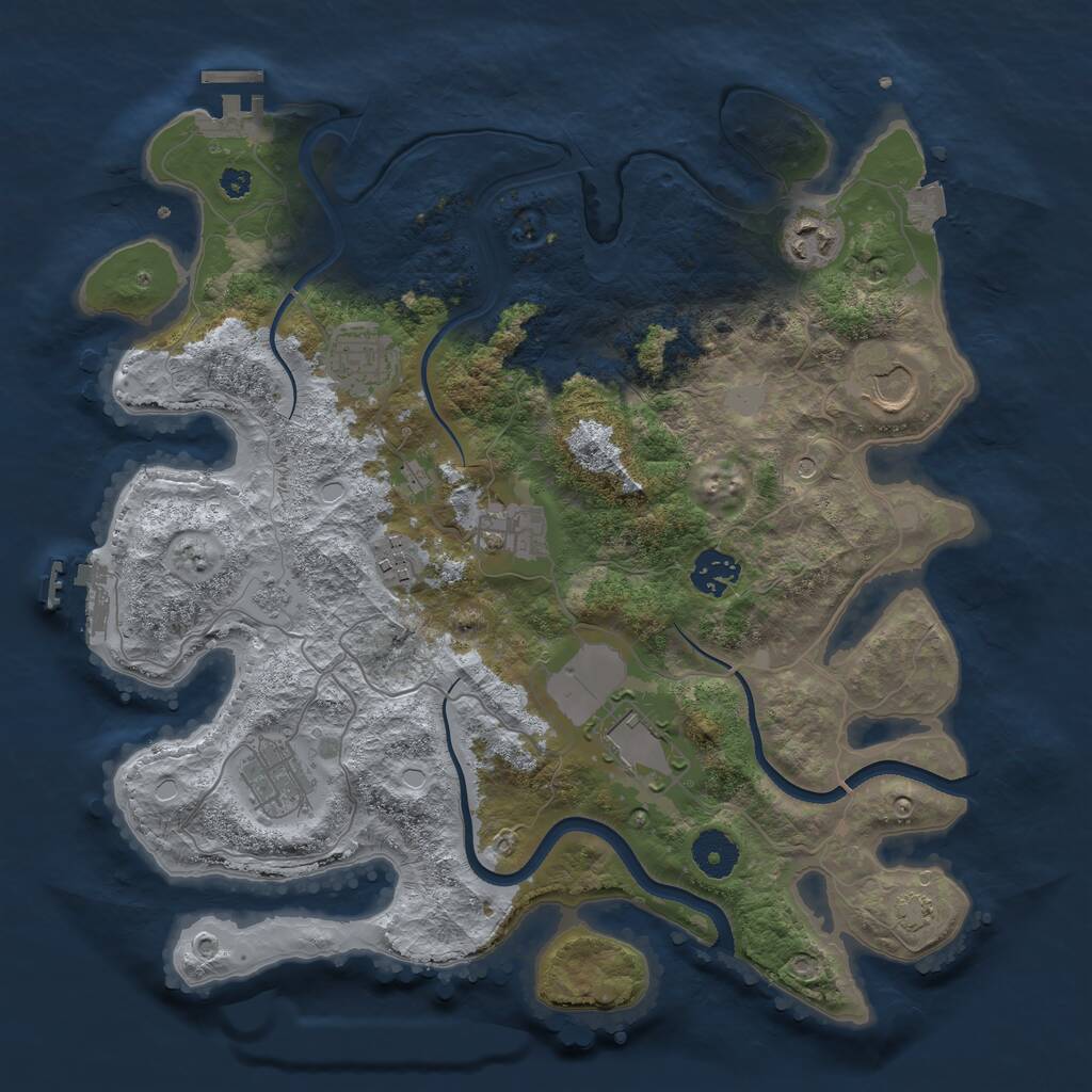 Rust Map: Procedural Map, Size: 3550, Seed: 95865044, 14 Monuments