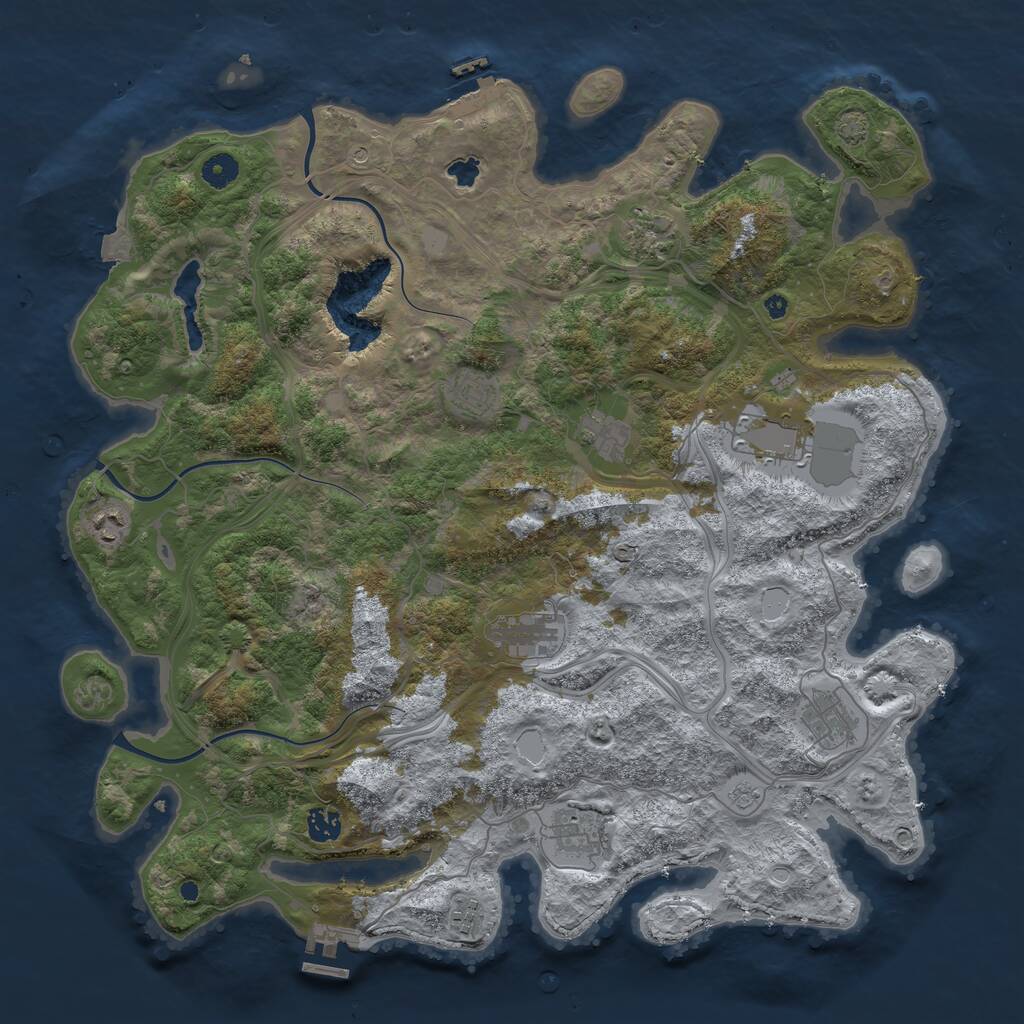 Rust Map: Procedural Map, Size: 4400, Seed: 52710332, 16 Monuments