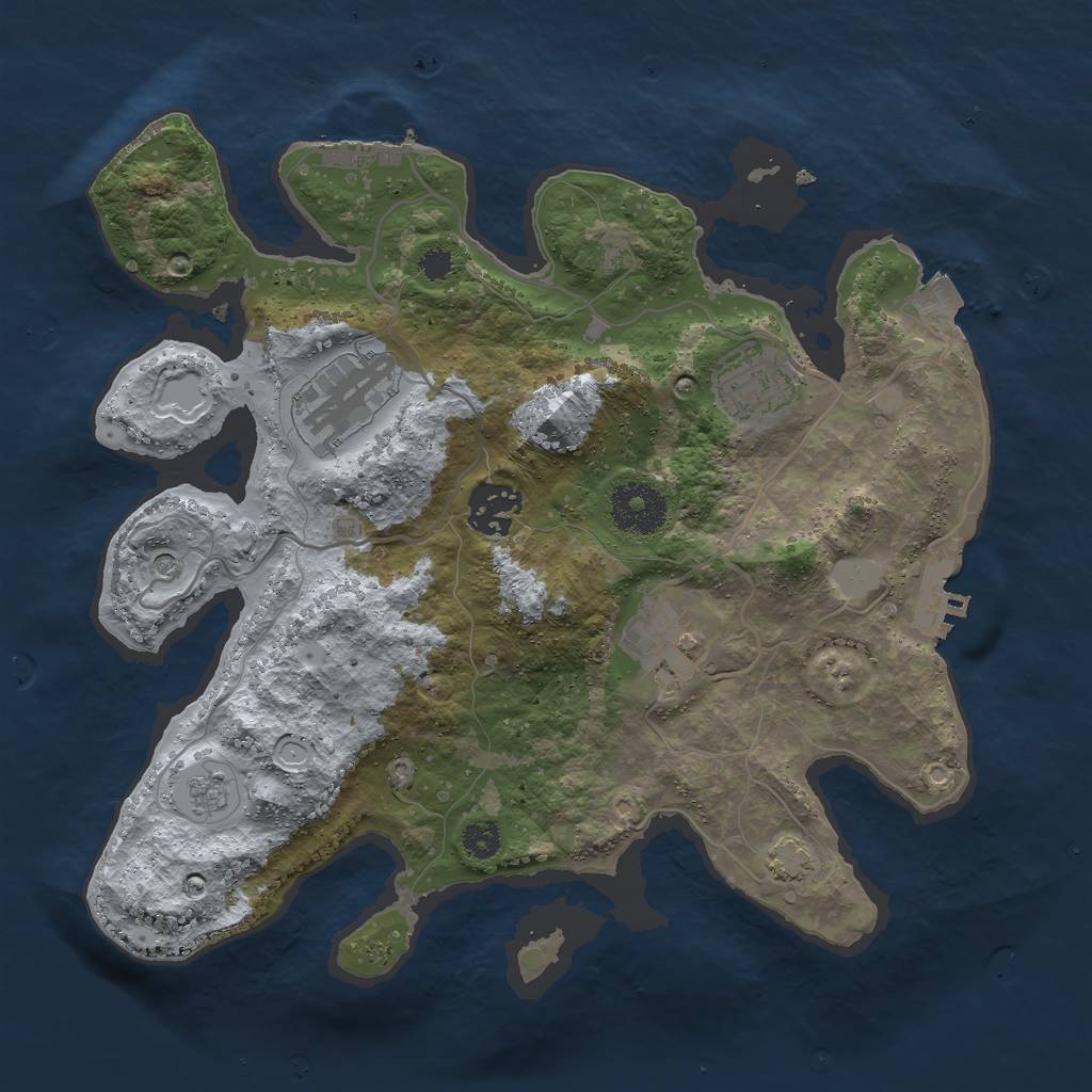 Rust Map: Procedural Map, Size: 3000, Seed: 19658, 12 Monuments