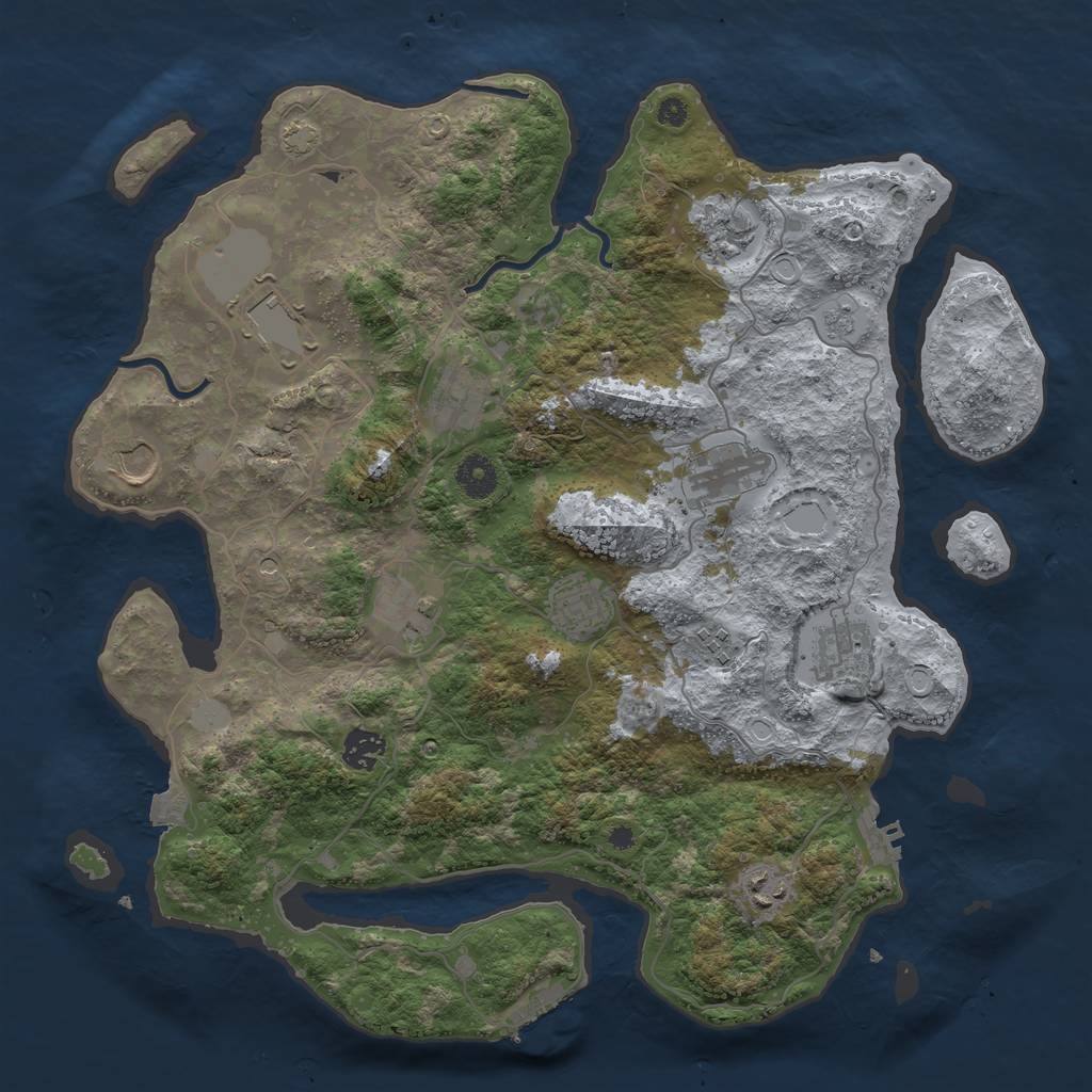 Rust Map: Procedural Map, Size: 3900, Seed: 38246840, 19 Monuments