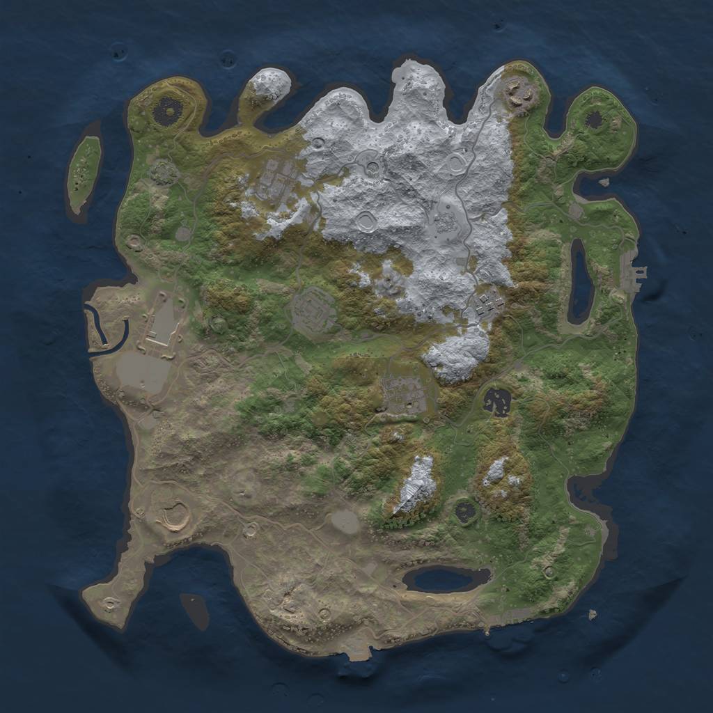 Rust Map: Procedural Map, Size: 3700, Seed: 20441693, 16 Monuments
