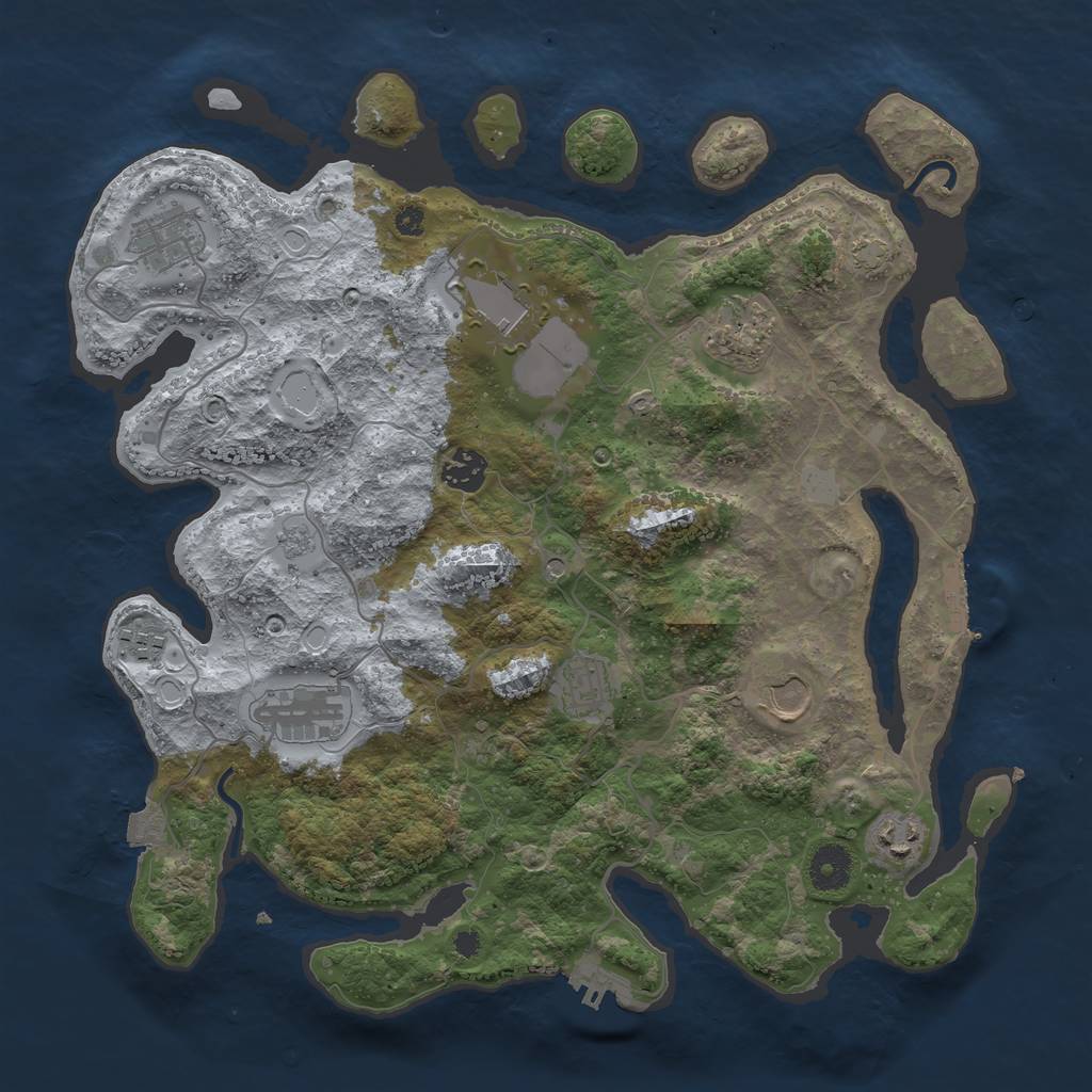 Rust Map: Procedural Map, Size: 3700, Seed: 22021209, 17 Monuments