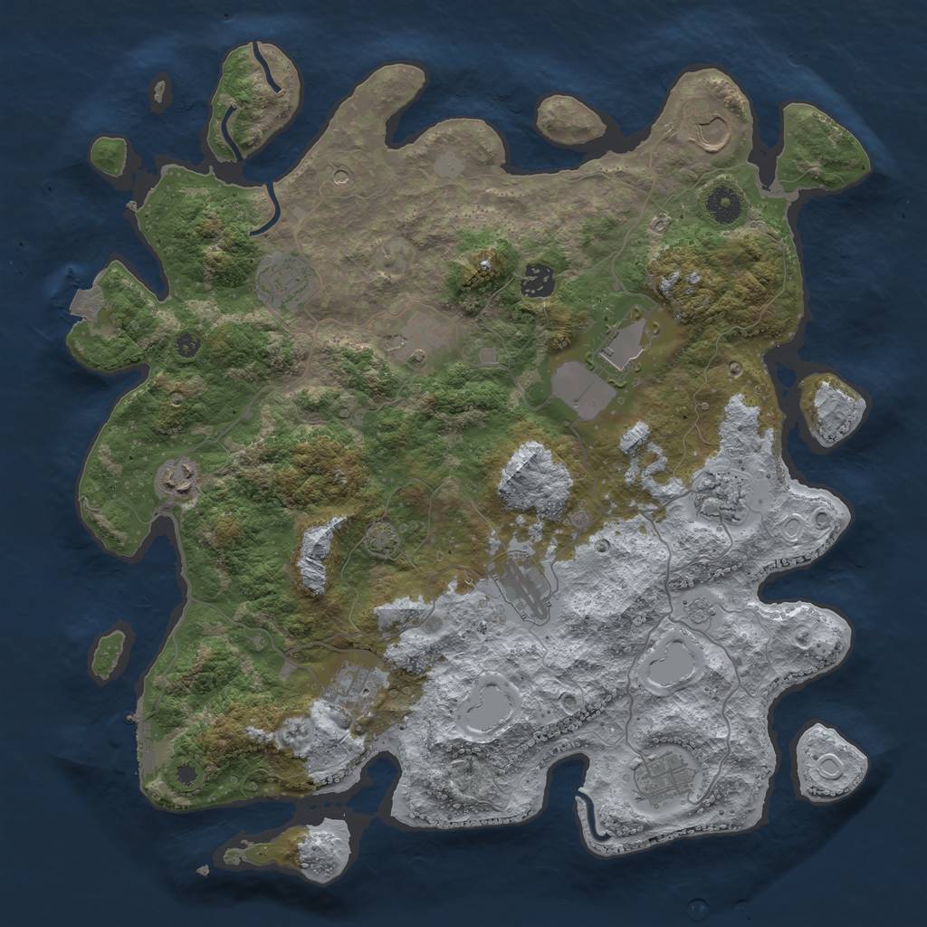 Rust Map: Procedural Map, Size: 3950, Seed: 56328836, 17 Monuments