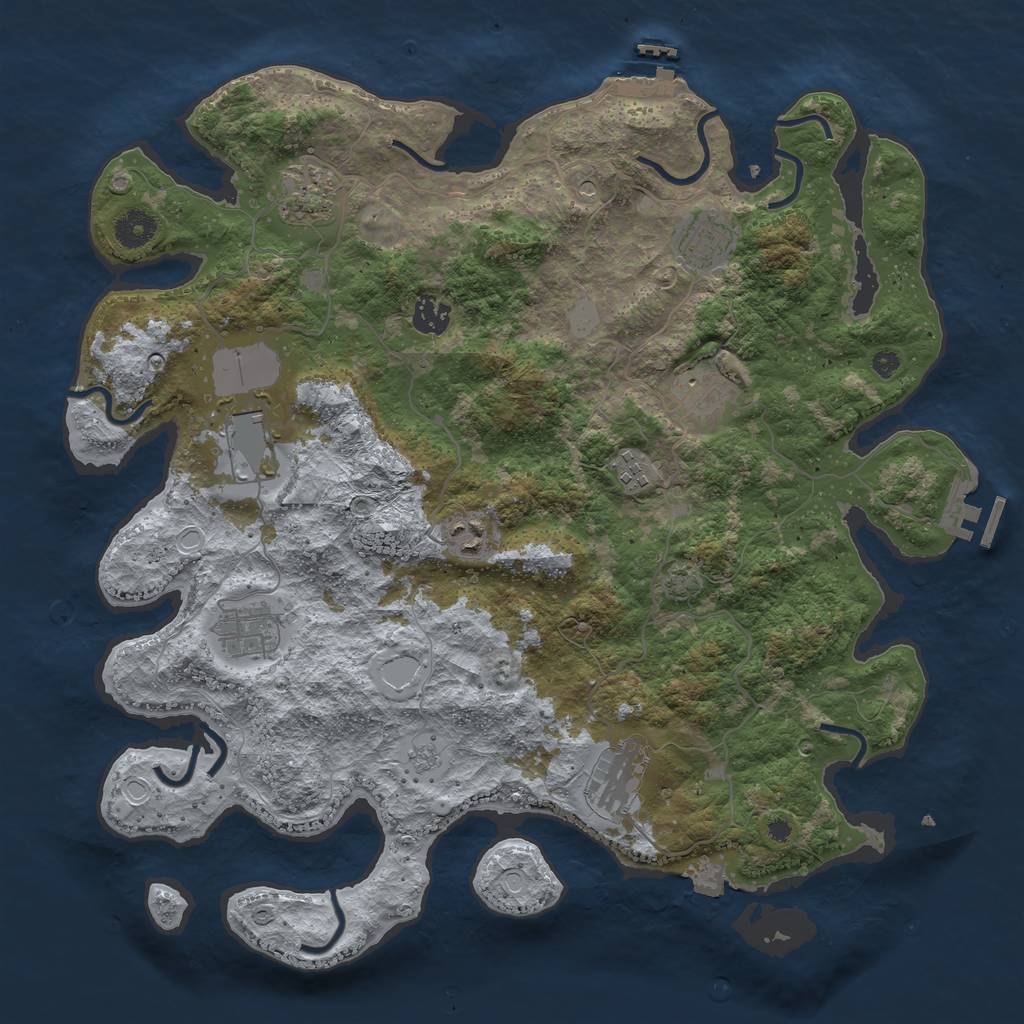 Rust Map: Procedural Map, Size: 3950, Seed: 39405522, 17 Monuments