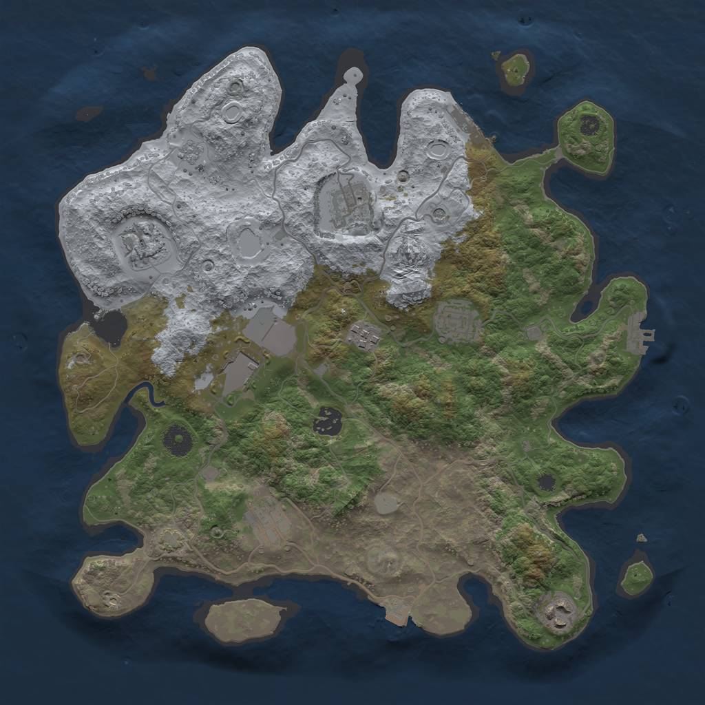 Rust Map: Procedural Map, Size: 3600, Seed: 13309036, 16 Monuments