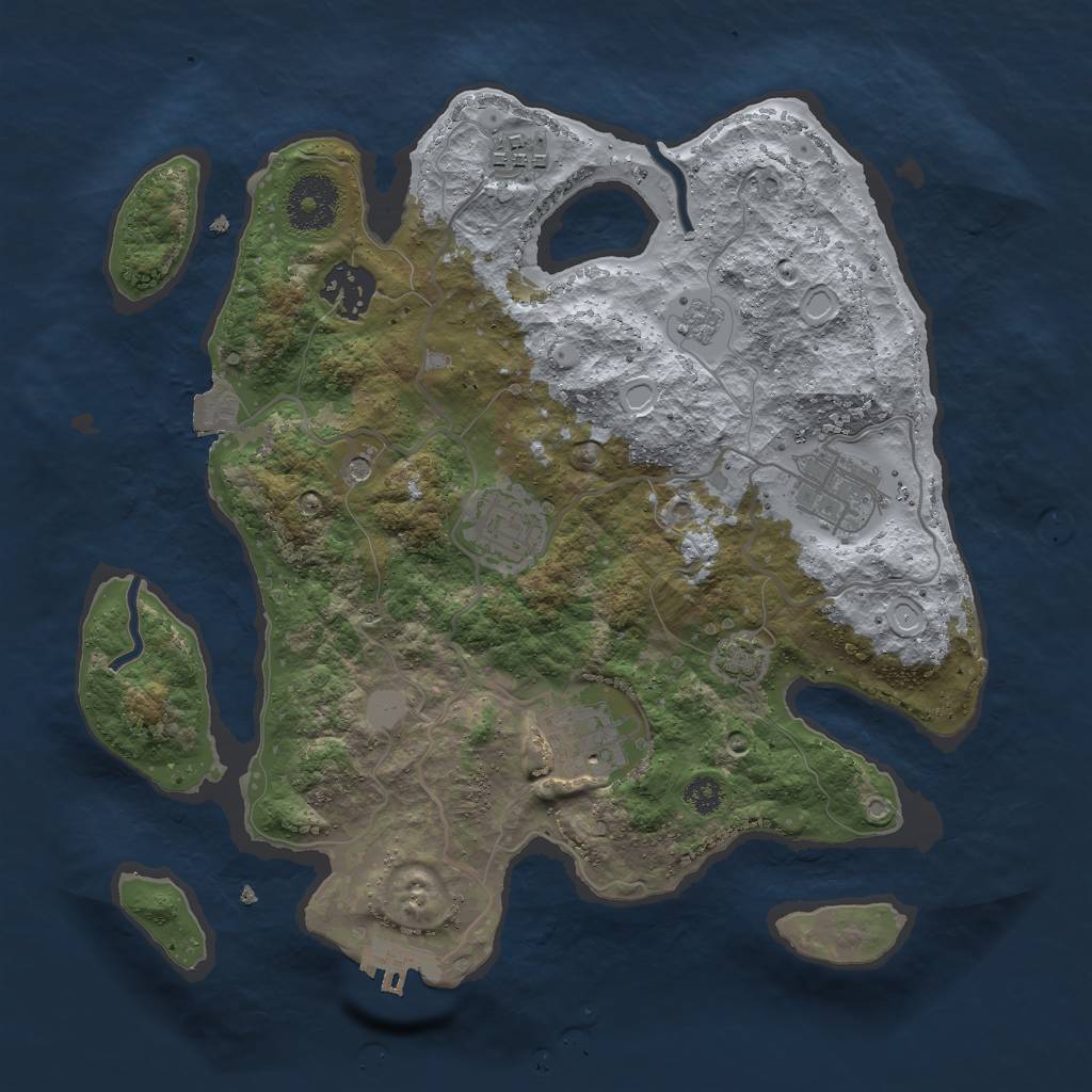 Rust Map: Procedural Map, Size: 3000, Seed: 1623410, 12 Monuments