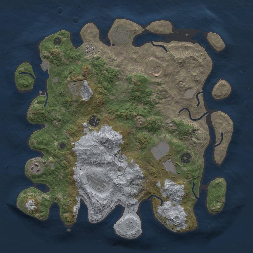 Rust Map: Procedural Map, Size: 3550, Seed: 914529, 14 Monuments