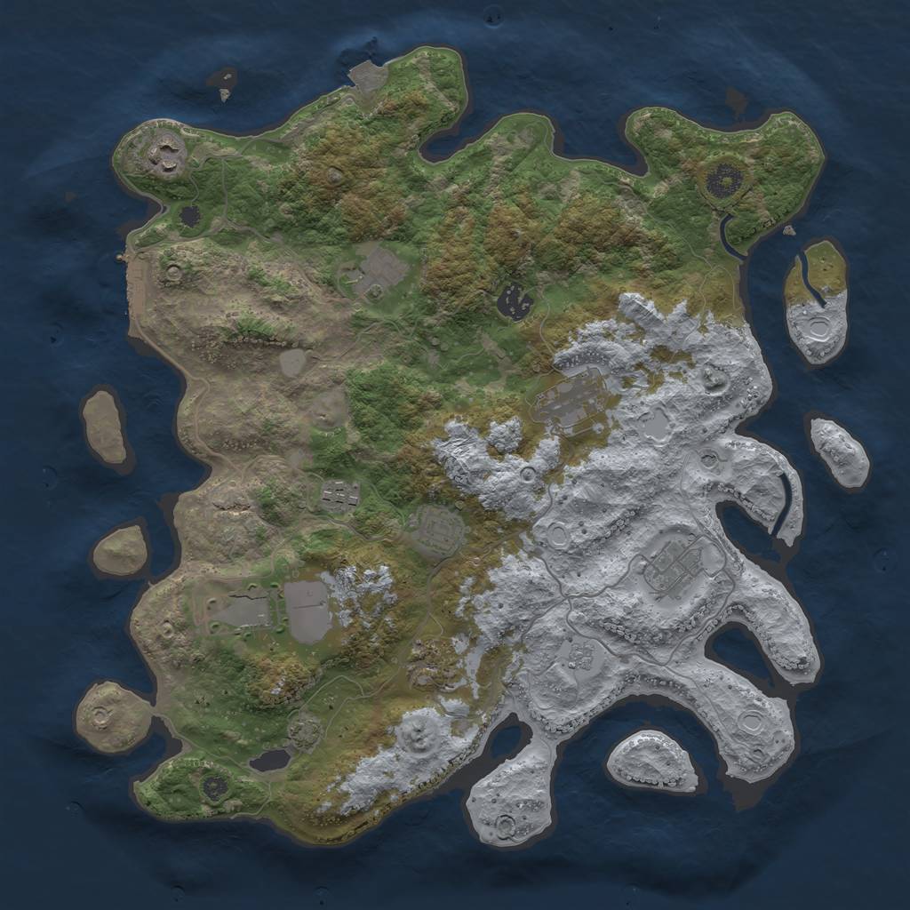 Rust Map: Procedural Map, Size: 3850, Seed: 70448568, 16 Monuments