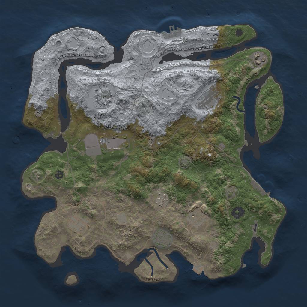 Rust Map: Procedural Map, Size: 3650, Seed: 96165075, 16 Monuments