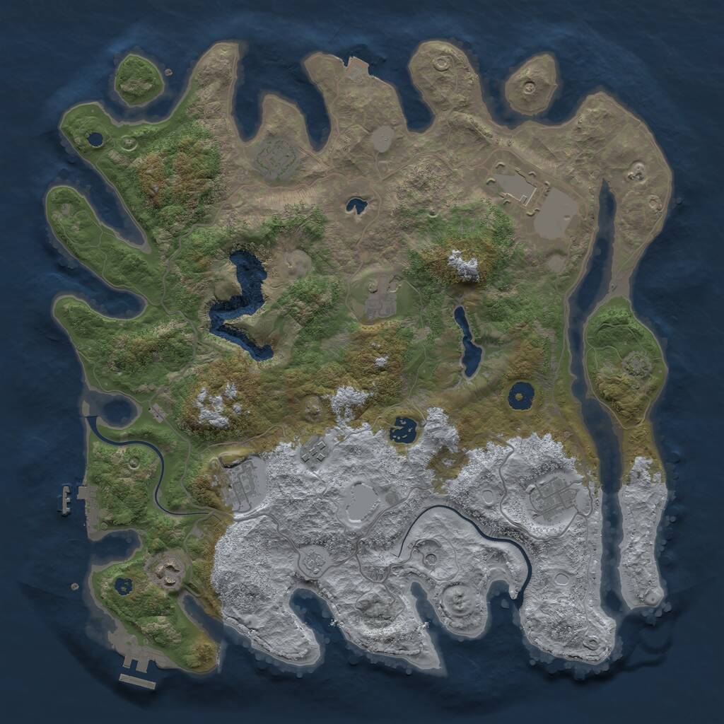 Rust Map: Procedural Map, Size: 4000, Seed: 43134378, 14 Monuments