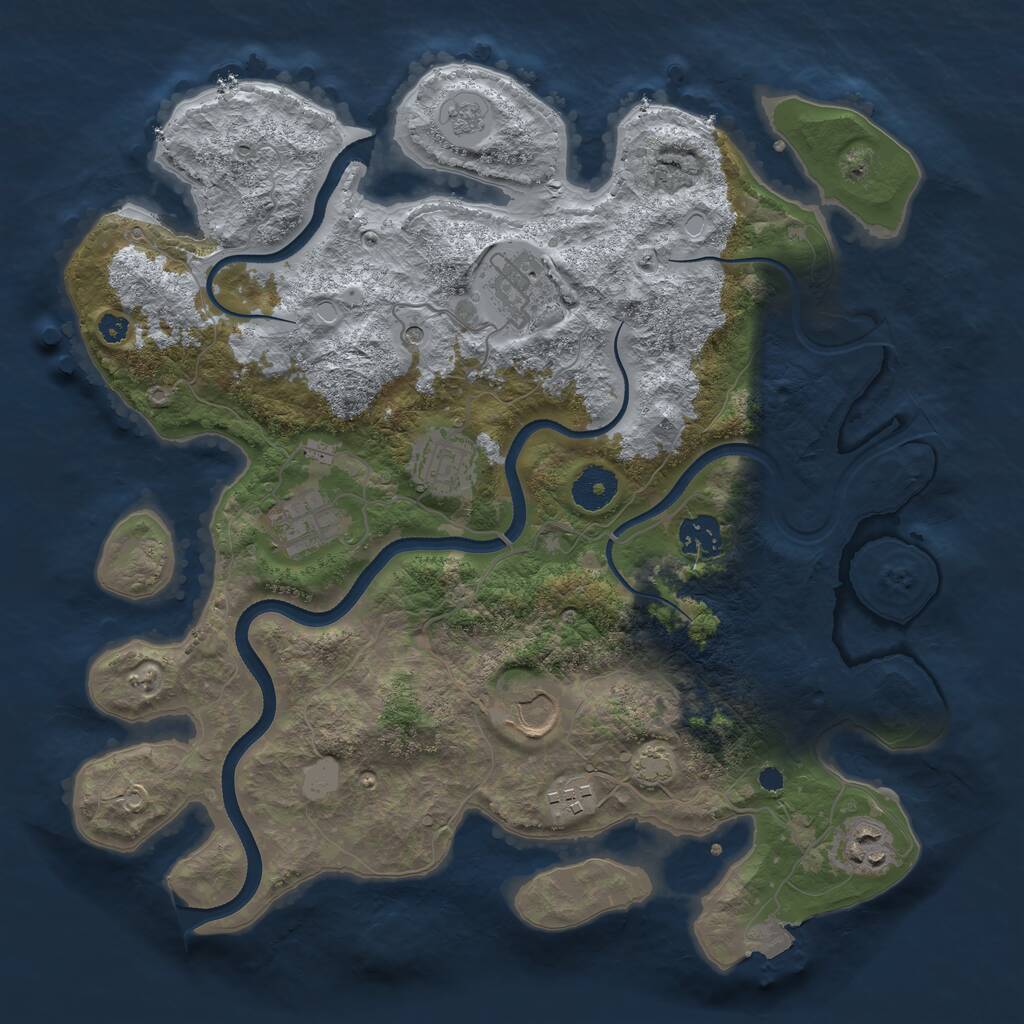Rust Map: Procedural Map, Size: 3500, Seed: 57332977, 11 Monuments