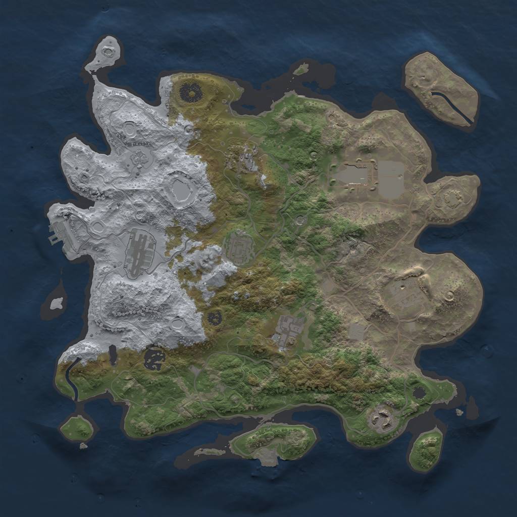 Rust Map: Procedural Map, Size: 3550, Seed: 28214708, 15 Monuments