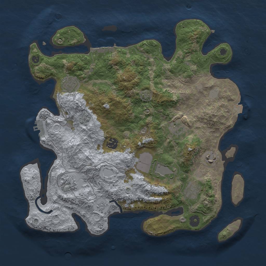 Rust Map: Procedural Map, Size: 3550, Seed: 43637408, 16 Monuments