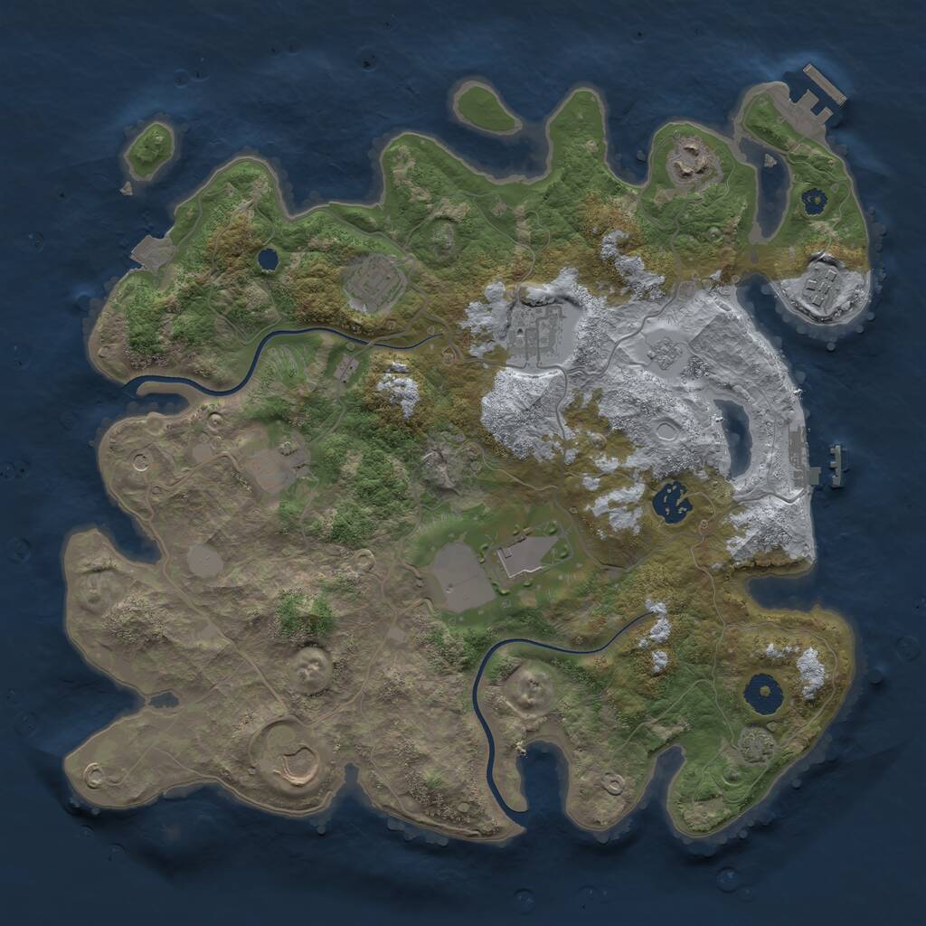 Rust Map: Procedural Map, Size: 3600, Seed: 39464267, 14 Monuments