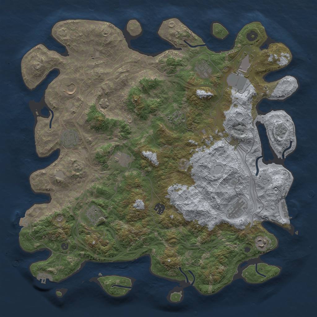 Rust Map: Procedural Map, Size: 4400, Seed: 43735730, 19 Monuments
