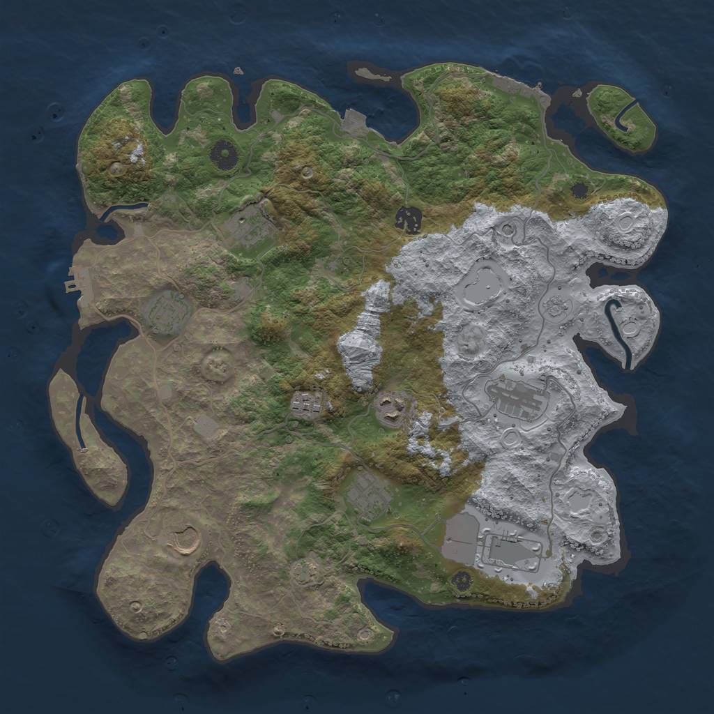 Rust Map: Procedural Map, Size: 3800, Seed: 81057147, 17 Monuments