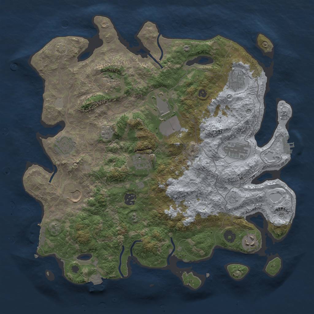 Rust Map: Procedural Map, Size: 3850, Seed: 56506477, 18 Monuments