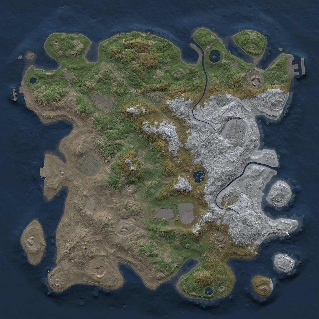 Rust Map: Procedural Map, Size: 3950, Seed: 22993846, 15 Monuments